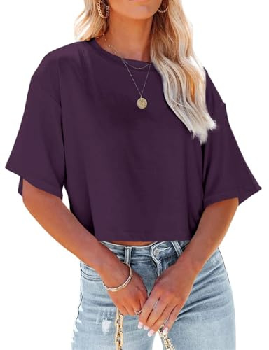 Suncife Maglietta da donna per allenamento crop top manica hlaf casual basic allentata t-shirt t-shirt