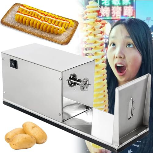 sjdoPulse Macchina per Torre di Patate Affettatrice Elettrica A Spirale per Patate Affettatrice Automatica per Patate Allungate Macchina per Torre di Patate Elettrica in Acciaio Inossidabile