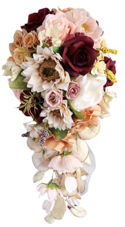 Fenteer Hochzeitsstrauß, Brautstrauß, Handsträuße, eleganter, tropfenförmiger Kunstblumenstrauß für Brautparty-Zubehör