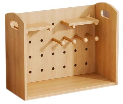 Bücherregal Kleiner Desktop-Bücherregal-Organizer mit Haken, Dichtetafel-Ausstellungsständer, Rückwand mit Löchern, for die Aufbewahrung von Büchern auf dem Schreibtisch im Home-Office Aufbewahrungsre