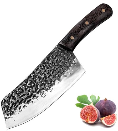 Fubinaty Chef's Knife Handmade Forged 7 Inch Professional Kitchen Cooking Knives High Carbon Steel Full Tang Meat Vegetable Slicing Knife with Wooden Handle for Home, Restaurant
