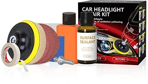 YIWEOG Kit de restauración de Faros de Coche Lente de Faro Restaurar Oxidación Reparación de arañazos Amarillo Polímero líquido Pulido químico