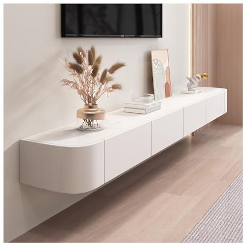 Floating TV Unit Cabinet, Wall Mounted TV Shelf, Standing Or Hanging TV Lowboard, Entertainment Center for Living Room, Practical and Functional(Grey)