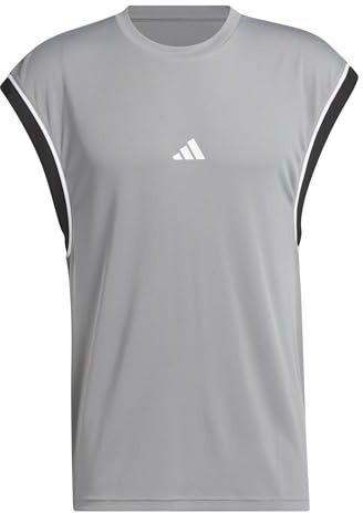 adidas Herren Basketball All World Sleeveless Tank Shirt, Grey Three/Black, L