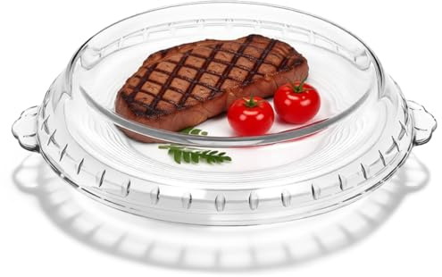 PartyKindom Couvercle Verre Micro-Ondes Anti Éclaboussures Couvercle Pour Micro-Ondes En Verre Protection Pour Plat Compatible Four 11.02X9.84X1.81In Pour Cuisson Et Réchauffage