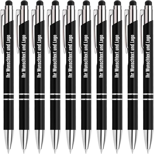 Lindahandel Personalisiert Kugelschreiber mit Gravur,Touchpen 10–2000 Stück | Ideal für Werbegeschenk,Firmenwerbung,Büros,Unternehmen, Messegeschenk, Kundenakquise & Bürobedarf,Personalisiert Geschenk