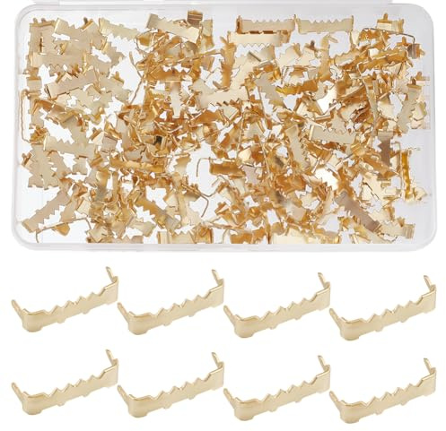BENECREAT 200 unidades de dientes de sierra sin clavos, 25,5 mm, ganchos largos de hierro para cuadros, marcos de fotos, obras de arte, decoración del hogar (dorado)