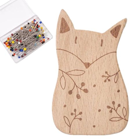 Magnetisches Nadelkissen – Kreativer Nadelhalter aus Holz in Tierform, lustiges Nähzubehör | Niedlicher magnetischer Nadelhalter mit 100 Nadeln für Stickarbeiten patch work-Kleidermacherei patch work