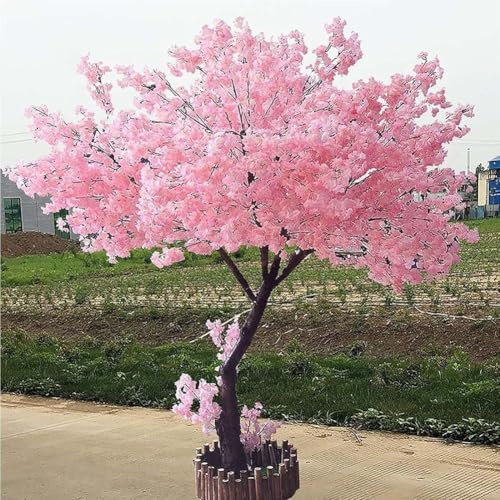 Árbol de cerezo artificial grande hecho a mano de 1 m de alto, color rosa, para decoración de interiores y exteriores, boda, hogar, hotel y centro comercial