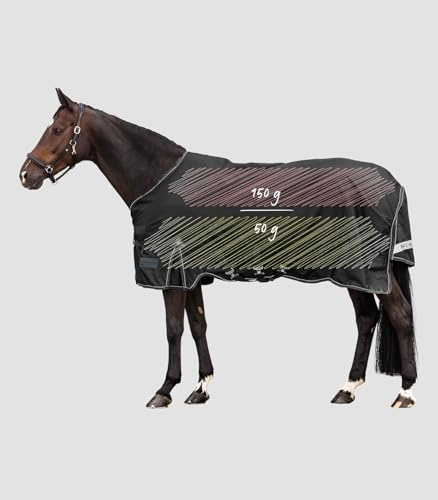 Waldhausen Outdoordecke Scandic Multi-Layer Pferdedecke 1200 Denier 150g/50g Wasserdicht Atmungsaktiv für Pferde Schwarz 155 cm