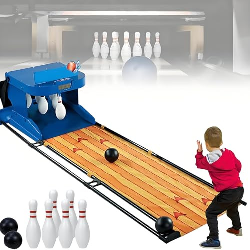 Bowlingset för barn, elektronisk bowlinghall med automatisk återställning, belysning, simulerad ljudeffekt, hopfällbart inomhusfamiljespel, bowlingspel för barn och vuxna 2m/6ft