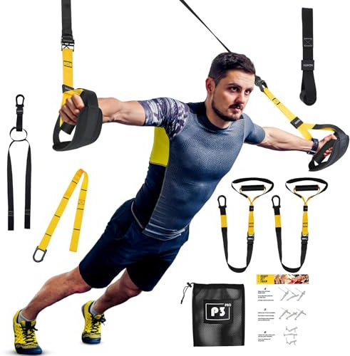 Schlingentrainer Set für Zuhause – Professioneller TRX Sling Trainer mit Türanker & Widerstandsbändern – Schlingentraining für Ganzkörpertraining, Homegym & Reisen, mit Tragetasche & Anleitung