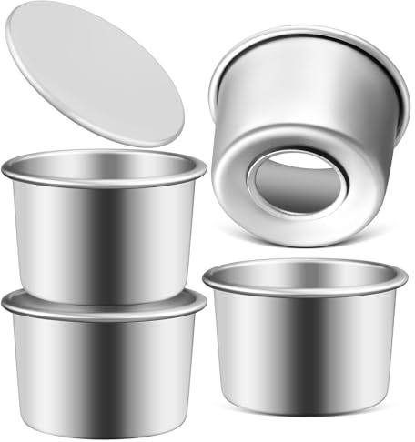 HEANUJJ Juego de 4 Moldes para Tartas Pequeños de 2 Pulgadas, Antiadherentes de Aluminio Fondo Extraíble, Perfectos para Mousse y Postres en Reuniones