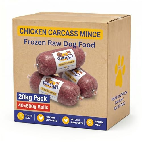 TRUEPAWS Raw Foods Frozen Raw Dog Food Chicken Mince 20kg (40 x 500g) | High Protein Natural Grain Free | BARF Diet Raw Feeding | Value Pack Frozen Dog Mince