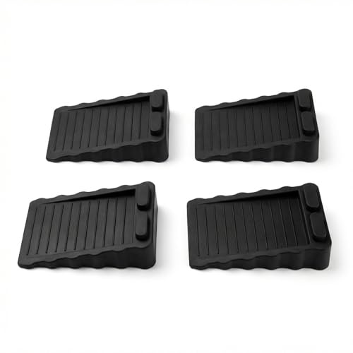 Solvio Rubber Door Stops 4 Pack, Heavy Duty Door Stoppers for Floor, Non-Slip Door Wedge for Carpet, Tile, Wood & Laminate, Large Door Stop Wedges Indoors, Anti-Scratch Door Holder, Black