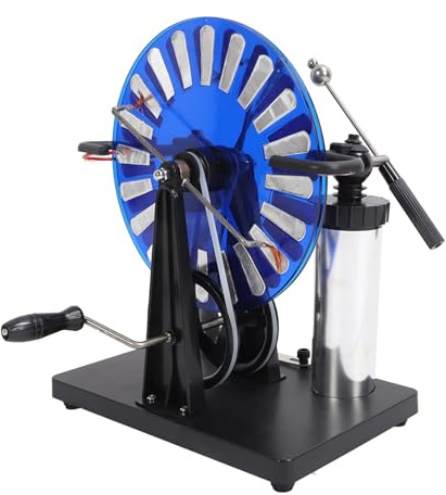 OPPWONG Moteur à Induction électrostatique, Générateur d'électricité Statique à Manivelle en PVC avec étincelle de Décharge Plus Lumineuse, pour la Démonstration de l'enseignement des