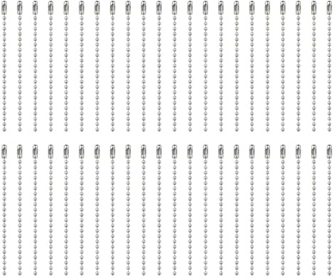 200 unidades de cadena de bolas de 10 cm para llavero, cadena de acero inoxidable, cadena de 2,4 mm, cadena colgante de metal, cadena de bolas con cierre, cadena de perlas de bolas para hacer joyas