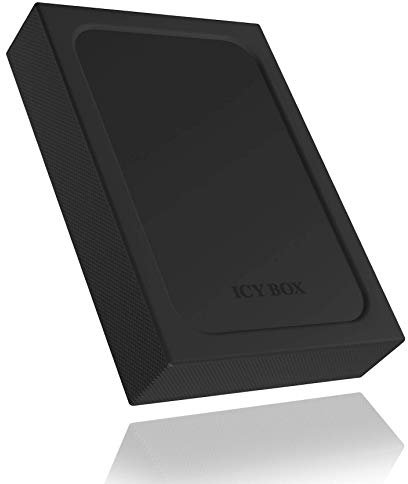 ICY BOX IB-256WP Externes Gehäuse mit Schreibschutz-Schalter für 1x 2,5 Zoll HDD/SSD, USB 3.0 (UASP), Silikon-Schutzhülle, SATA-III bis 15 mm Bauhöhe
