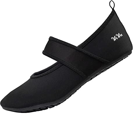 WeWee Die gesunden Allround-Barfußschuhe Damen - Vielseitig einsetzbare Minimalschuhe aus Neopren Wasserschuhe, Strandschuhe Badeschuhe, Schwarz, 40/41 EU(Herstellergröße: XL)
