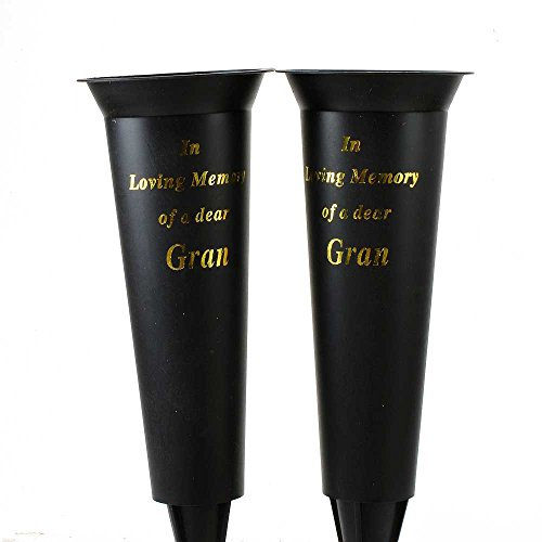Angraves Set of 2 Gran In Loving Memory Spiked Memorial Grave Flower Vases