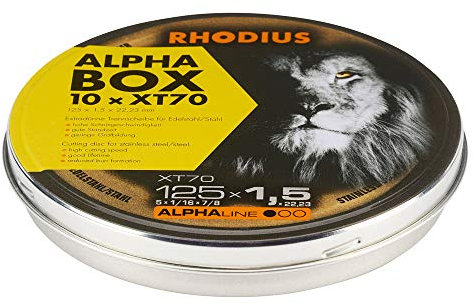 RHODIUS XT70 | 10 Stück Ø 125 mm x 1,5 mm | Trennscheibe Metall | Extra dünn| für Winkelschleifer, Edelstahl, INOX, Stahl, Eisen, Hartmetall