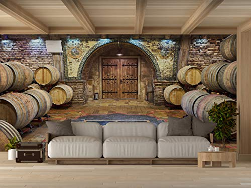 Oedim Vinilo para Pared Bodegas Madera | Fotomural para Paredes | Mural | Vinilo Decorativo | 200 x 150 cm | Decoración comedores, Salones, Habitaciones