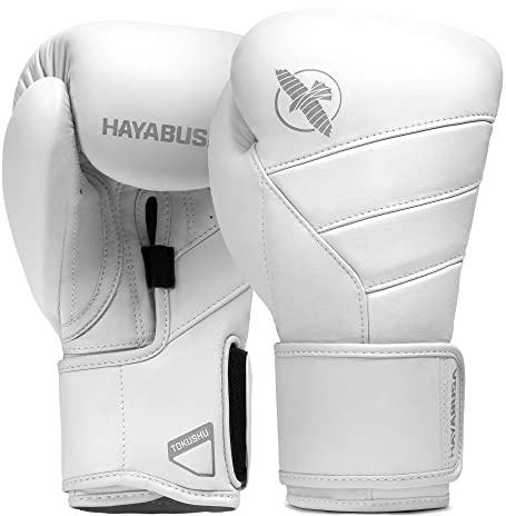 Hayabusa T3 Kanpeki Leather Boxing Gloves Men and Women for Training Sparring Heavy Bag and Mitt Work - White, 16oz