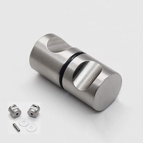 304 Edelstahl Duschtürknopf Duschtürgriff Badezimmer Duschkabine Türgriff Glastür Schrankgriff Dusche Griff Beschläge Türgriff Einzelne/Doppelter Knopf,Silberfinish,Schraube Ø8mm (C)