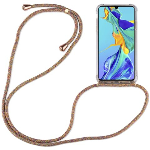 betterfon Hülle Kompatibel mit Huawei P30 Lite | Handykette Smartphone Halskette Hülle mit Band | Handyhülle mit Kordel zum Umhängen Kompatibel für P30 Lite | Rainbow