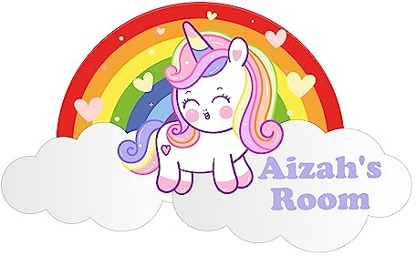 Unicorn in a Rainbow Kids Bedroom Door Sign Personalised For You - Any Name! Door Plaque,Girls/Boys,Nursery,Decor,Kids Room,Animals