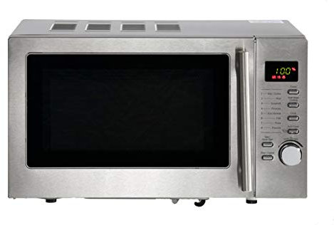Daewoo 700W, 20L Microwave with Grill | Easy Clean Stainless Steel interior | 5 Power Levels |Manual 60 Minute Timer |Defrost Function | Glass Turntable |- Stainless Steel