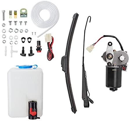 Kemimoto UTV Windshield Washer Pump Kit with 12V Windshield Wiper Motor Kit Compatible with Polaris RZR Ranger General Can Am X3 Defender Commander Golf Cart