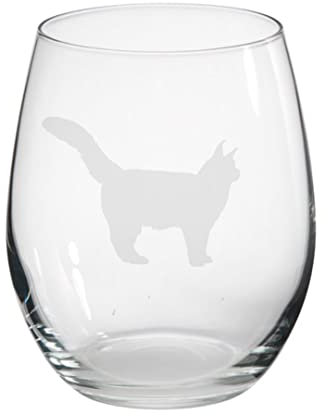 Maine Coon Cat Engraved Stemless Tumbler Glass, Gift for Women, Gift for Men, Cat Gift