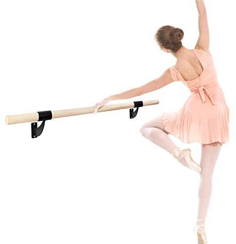 Yes4All Single Bar Wall Mount Ballet Barre, Beech Ballet Bar for Ballet Poses, Home Workouts, Yoga, Stretching and Dance Practice, Natural Wood