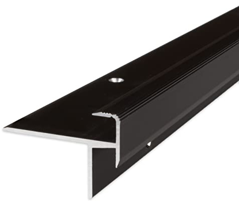 PROVISTON | Laminat-Treppenkante | Aluminium eloxiert | Bronze Dunkel | Breite 10 mm | Höhe 8.5 mm | Länge 2500 mm | Gebohrt | Treppenkantenprofil | Treppenwinkel | Winkelprofil | 1 Stück
