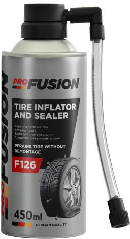 ProFusion Líquido Antipinchazos para el Coche - para Reparar Neumáticos sin Cámara - Sella Agujeros de hasta 5 mm - Evita la Desestabilización del Vehículo - Spray Repara Pinchazos - 450 ml