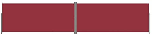Makastle Balkon Seitenmarkise Ausziehbar Sichtschutz Windschutz Automatisch Einfahrend Seitenwandmarkise Markisenstoff mit Bodenmontage, für Balkon & Terrasse, Rot 220x1000 cm
