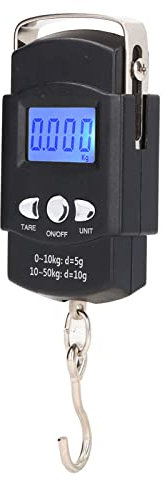 OUSIKA Balance électronique à crochet, balance de pêche à suspendre numérique LCD 50 kg, avec ruban à mesurer dissimulé de 1 mètre, for peser les bagages, faire les courses, pêcher, unité de mesure Rè