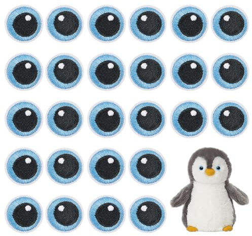 BENECREAT 15 Paar Schwarze Und Blaue Puppenaugen-Patches, Polyester-Stickereien Zum Aufbügeln Cartoon-Augen-Kostümzubehör Für Jacken, Kleidung, DIY-Zubehör