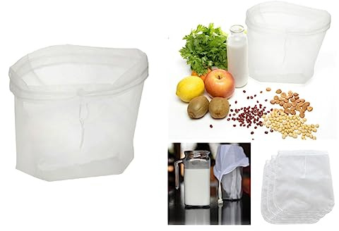 BESTonZON Filterbeutel Nussbeutel Weiß Wiederverwendbar Für Sojamilch Nussmilch Fruchtsaft Joghurt Käse Herstellung Als Allzwecksieb Mixer Entsafter