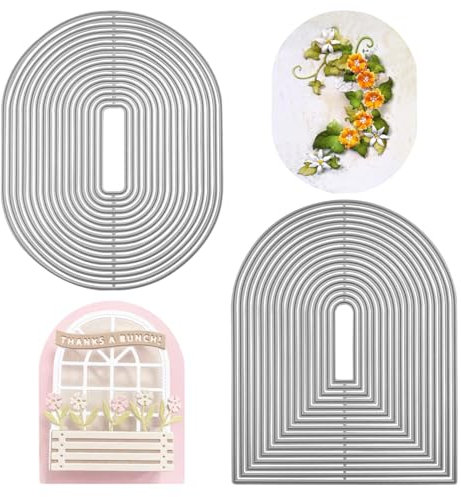 SENHAI Arch Metal Die Cuts & Oval Border Die Cuts for Card Making, Cutting Dies Stencil Metal Embossing Paper Dies for Card Making Supplies Album DIY Scrapbooking