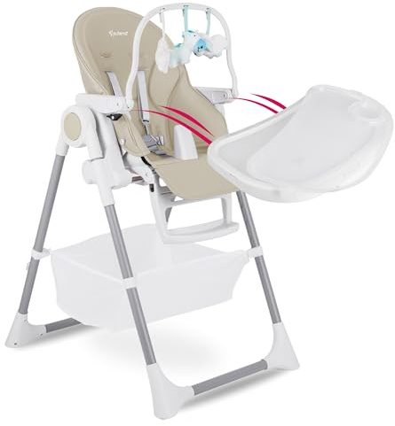SULENO Hochstuhl Baby mit Spielbogen, Ablage und Liegefunktion, Beige | für Junge Eltern, Vielseitiger Kinderhochstuhl, Ergonomischer Baby Hochstuhl für Komfort und Sicherheit
