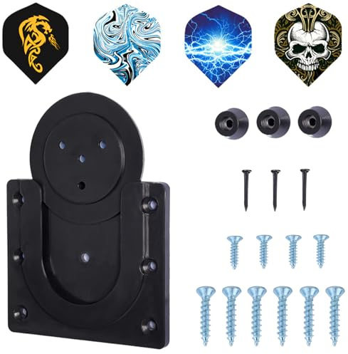 XPOOP Dart Board Wandhalter, Dartscheibe Halterung, Dartständer für Dartscheibe Aufhängung, Schwarz Dartboard Wandhalter mit Schraubenset, Kommt mit 4 Dart Aufklebern