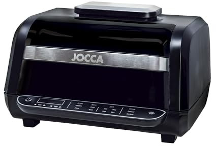 JOCCA - Freidora de Aire Caliente 7L| Freidora Sin Aceite 7 Litros| Air Fryer| Temporizador| Temperatura Ajustable| Cocina Sana| 1700W| (Negro/Plata)