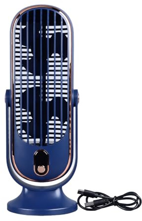 Ventilador de Torre de Mesa con Motor Silencioso sin Escobillas de 5 Velocidades, Enchufe USB para el Hogar del Automóvil, Control de Flujo de Aire de Enfriamiento Portátil, (BLUE)