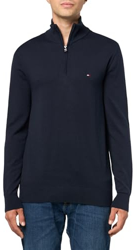 Tommy Hilfiger Herren Sweatshirt mit Reißverschluss Essential Fleece 1/4 Zip Mock-Rollkragen