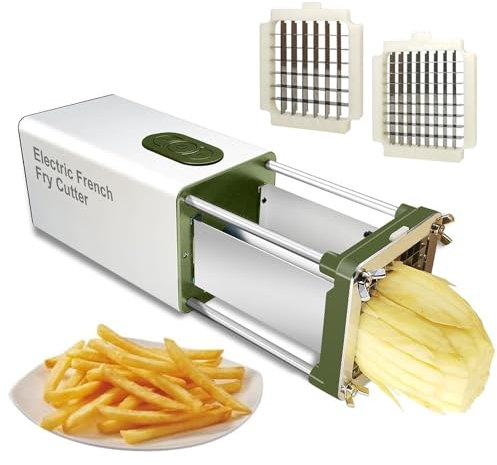 HLGKBY Cortador eléctrico de Patatas Fritas, con Hoja de 1/2 y 3/8 de Pulgada, Cortador Comercial de Tiras de Patatas, Cortador de Verduras para Cortar Patatas, Zanahorias y pepinos