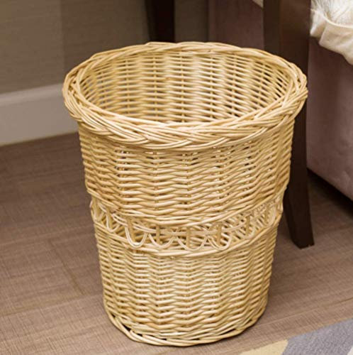 TIECHUINIUB Panier en osier - Corbeille à papier peint - Pour bureau à domicile, salle de bain, chambre à coucher - B