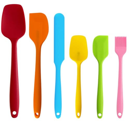 Mynoozi Juego de 5 espátulas de silicona, juego de espátulas de silicona, goma antiadherente, utensilios de cocina/hornear, juego de 5, colorido