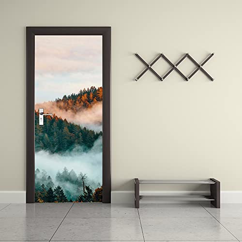 2 Pcs Fototapete Türtapete selbstklebend Türposter Wald Abnehmbar Fototapete Türfolie Poster Tapete Muster Türaufkleber für Tür, Wohnzimmer, Schlafzimmer, Küche und Bad B85 x H205cm